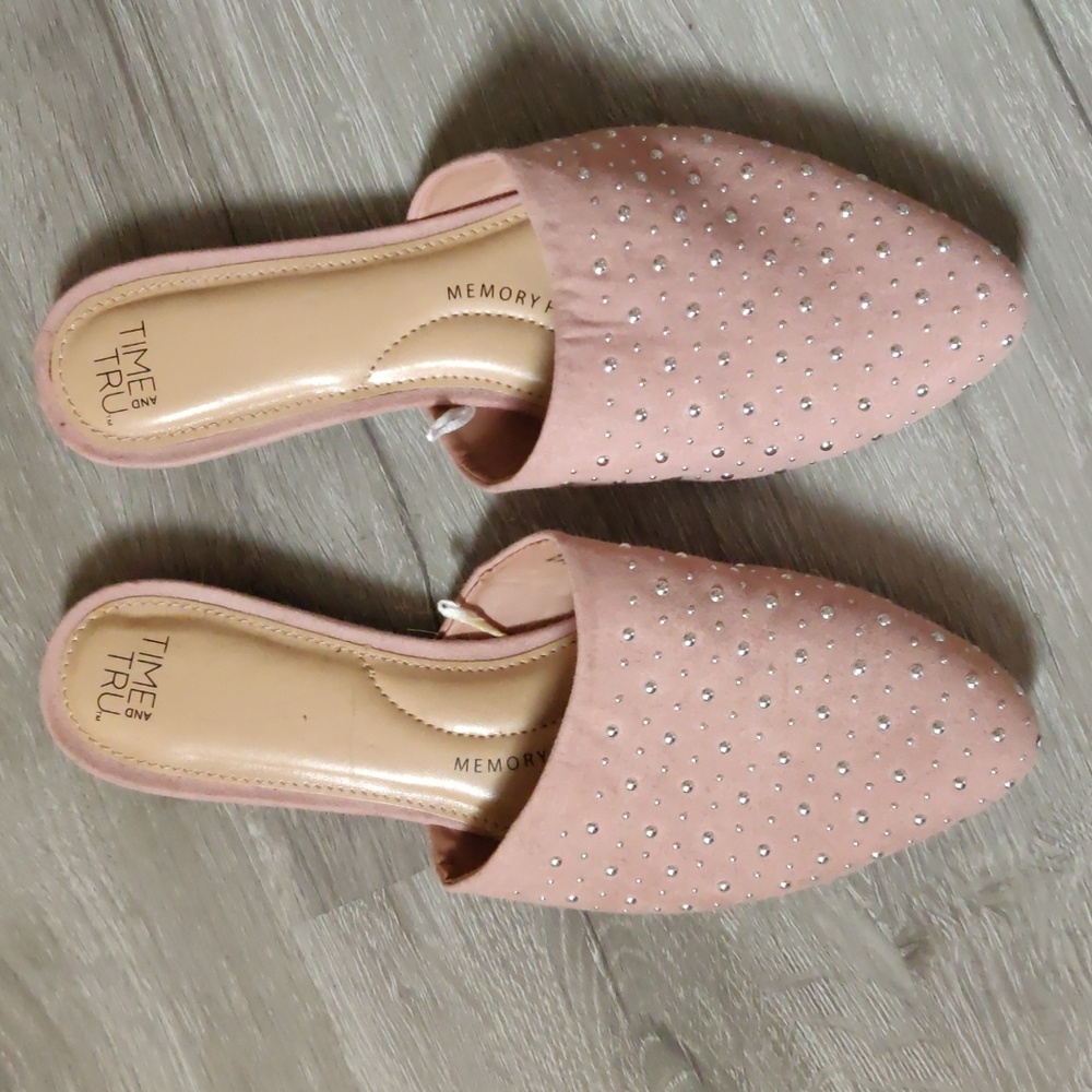 Pink stud mules/flat's